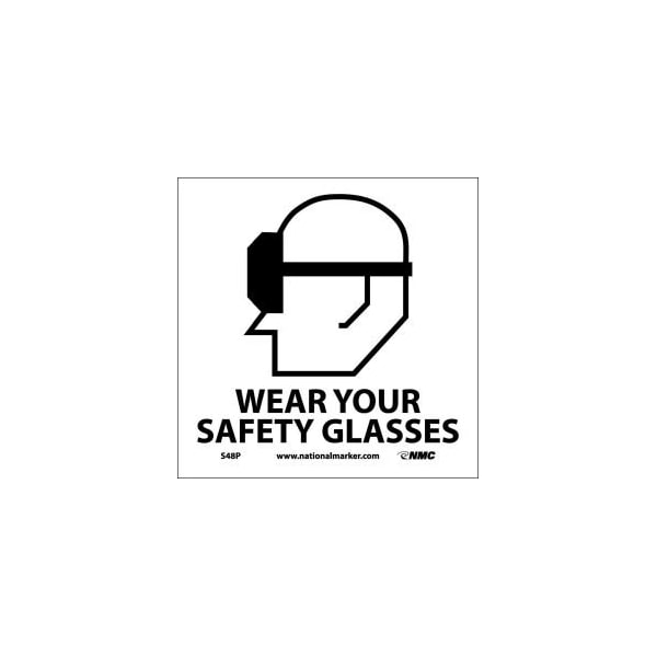 National Marker Co Graphic Facility Signs - Wear Your Safety Glasses - Vinyl 7x7 S48P - main